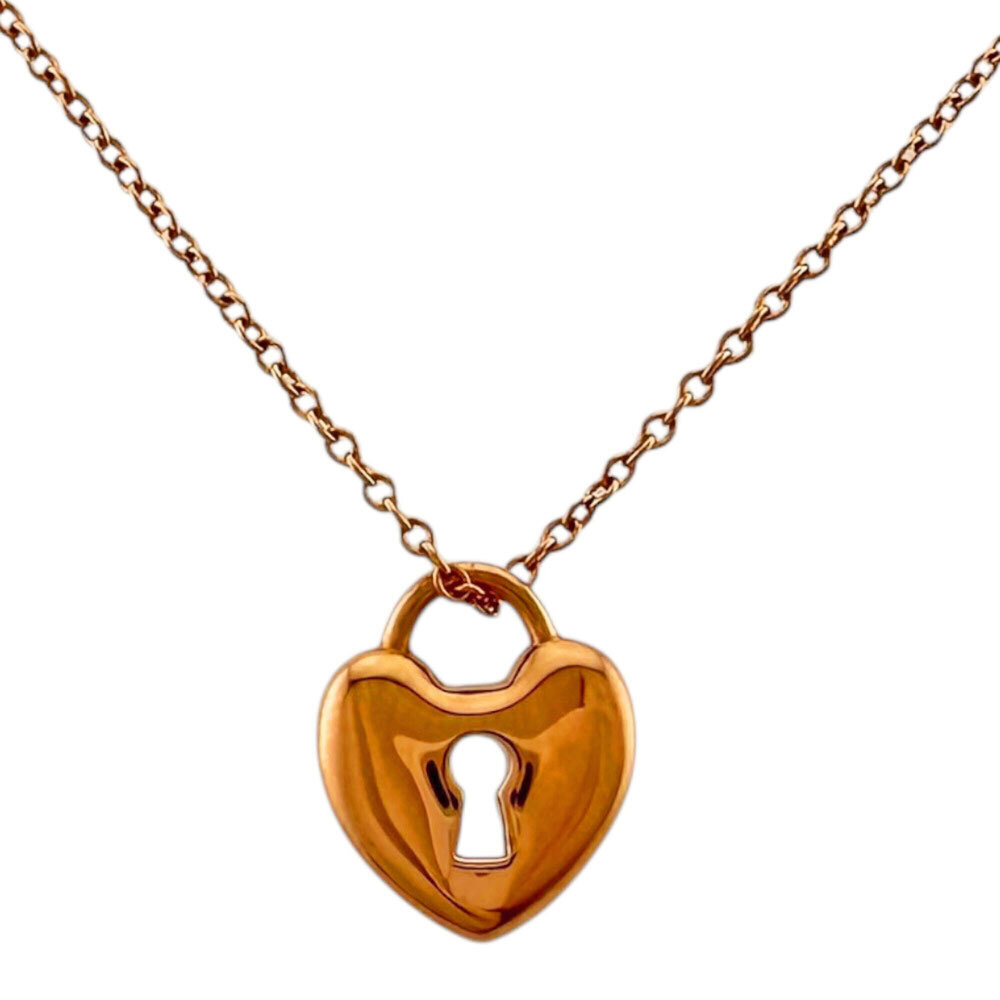 Tiffany & Co. Heart Lock Necklace, 18K Pink Gold, Women's, Pre-owned.